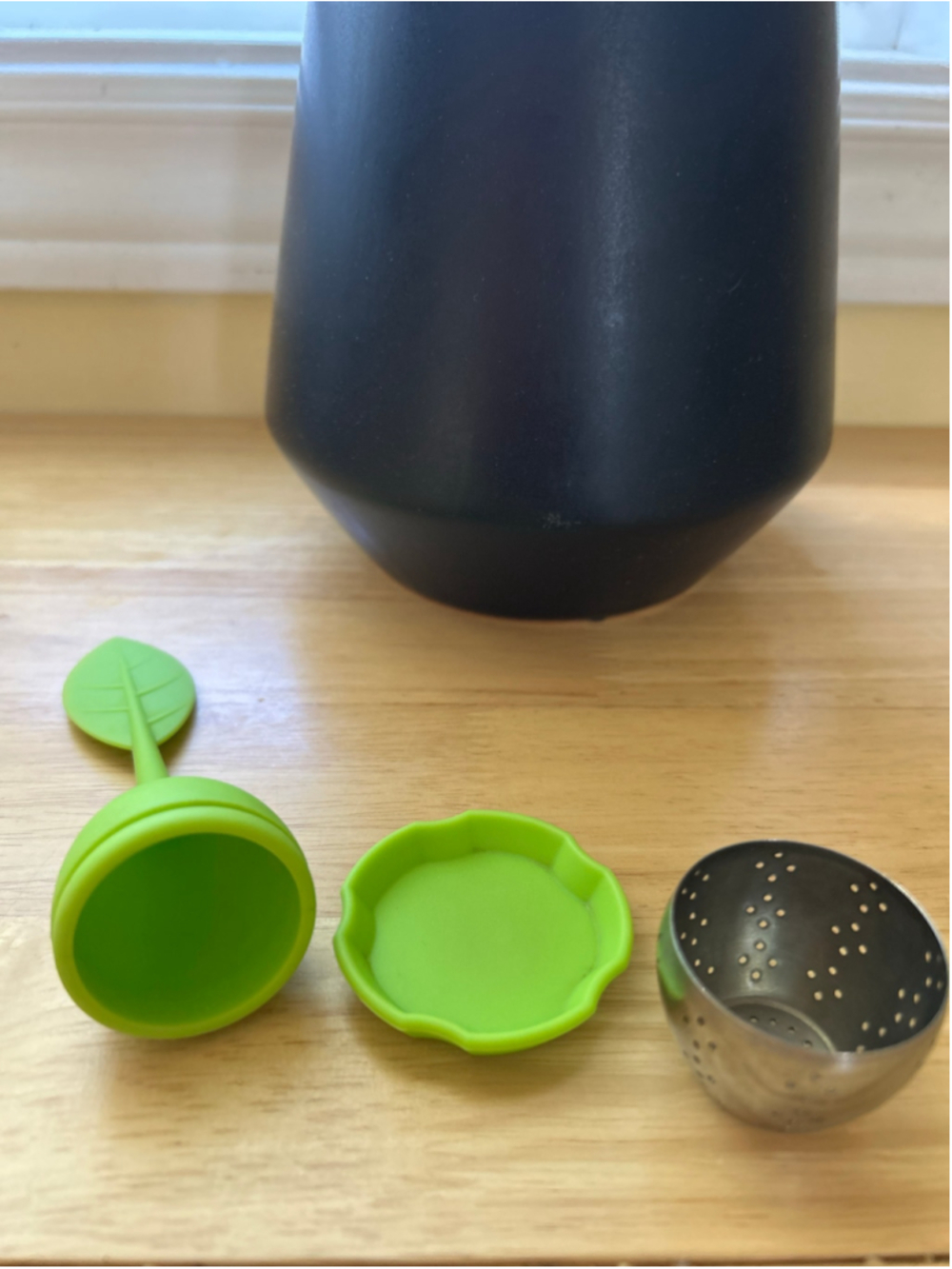 🔥4 for $25 Tea Infuser Green Silver Kitchen Accessory Leaf Design - Picture 3 of 3